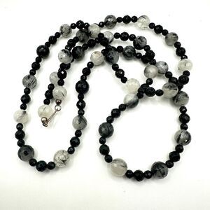 Jay King DTR 925 faceted black tourmaline and tourmalated quartz necklace!